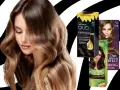 Inspiracje na kolory włosów dla brunetek: odcienie brązu na opakowaniach farb Garnier Olia, Joanna Naturia i Wella.