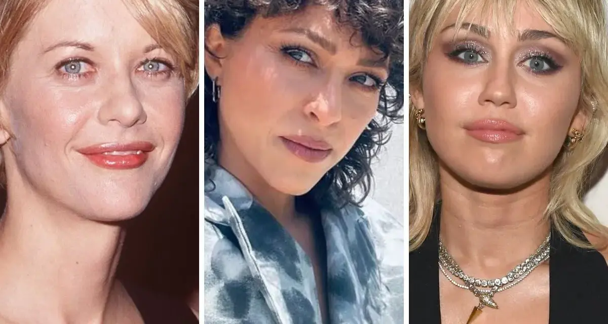 Trzy kobiety z różnymi fryzurami. Krótkie blond włosy, kręcone ciemne włosy i modna fryzura dla nastolatków w stylu mullet.
