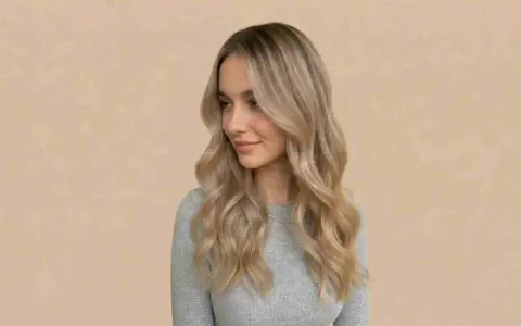 Kobieta z falowanymi włosami w odcieniu maślany blond, delikatnie uśmiechnięta, na jasnym tle.