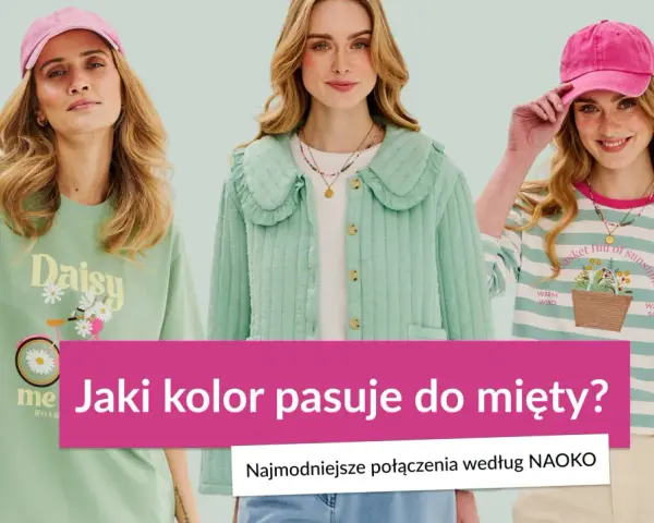 Trzy kobiety prezentują stylizacje w kolorze miętowym. Dowiedz się, jaki kolor pasuje do mięty, tworząc modne połączenia.
