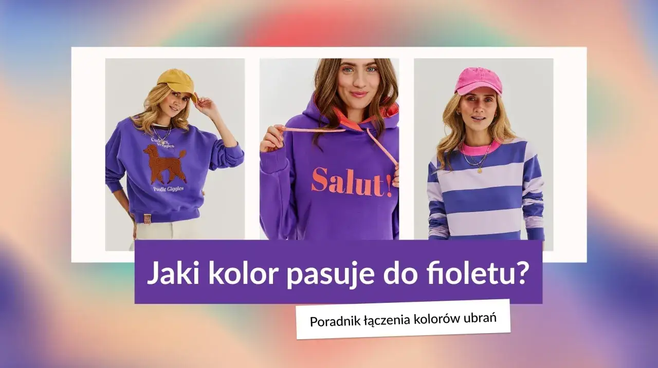 Trzy kobiety w purpurowych i fioletowych bluzach i czapkach. Pytanie
