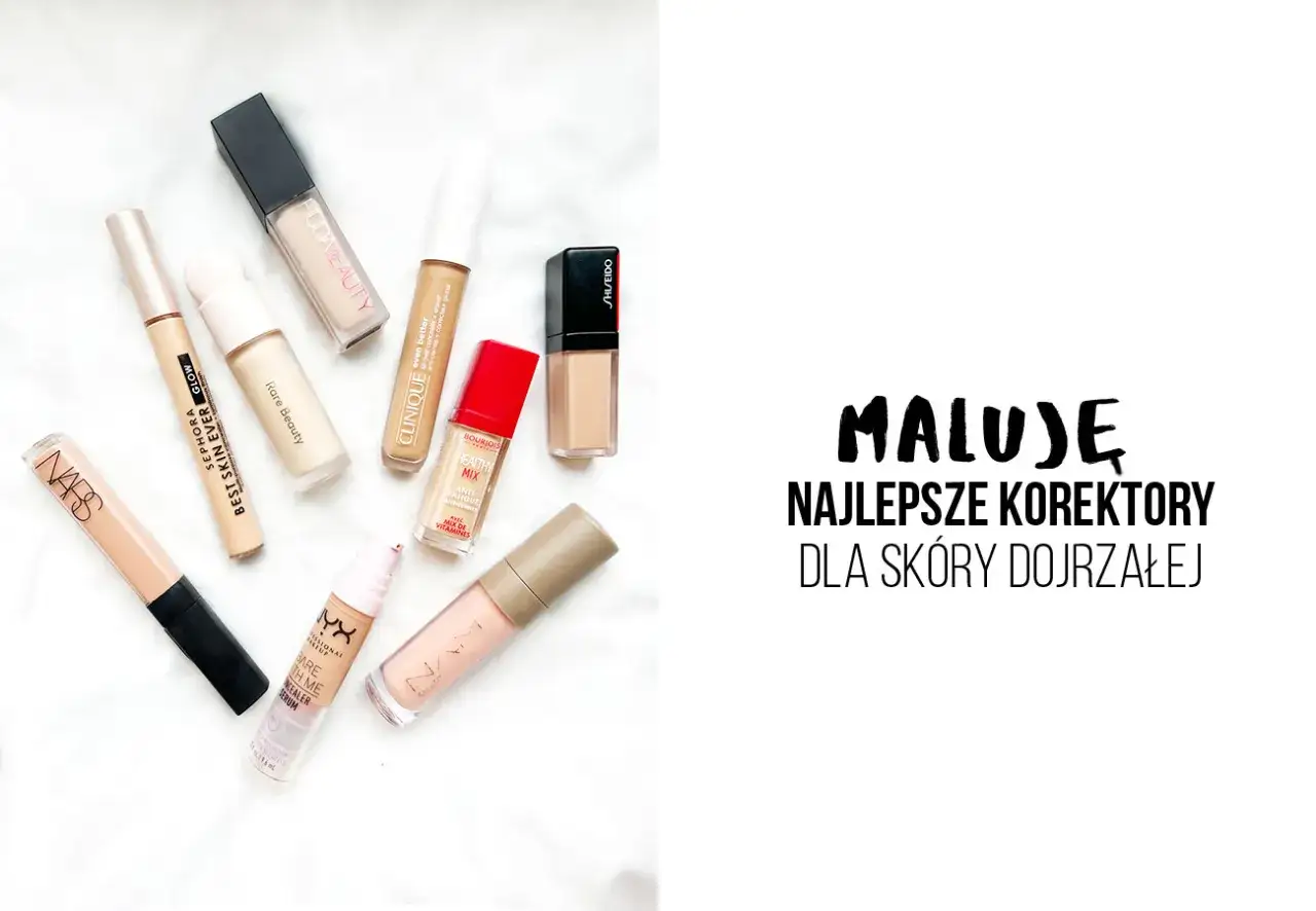 Korektory pod oczy dla skóry dojrzałej: NARS, Sephora, Rare Beauty, Huda Beauty, Clinique, Shiseido, Bourjois, NYX.